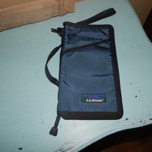 Vintage LL Bean Wallet Passport Travel Organizer Zip Around Large Blue Nylon 11"